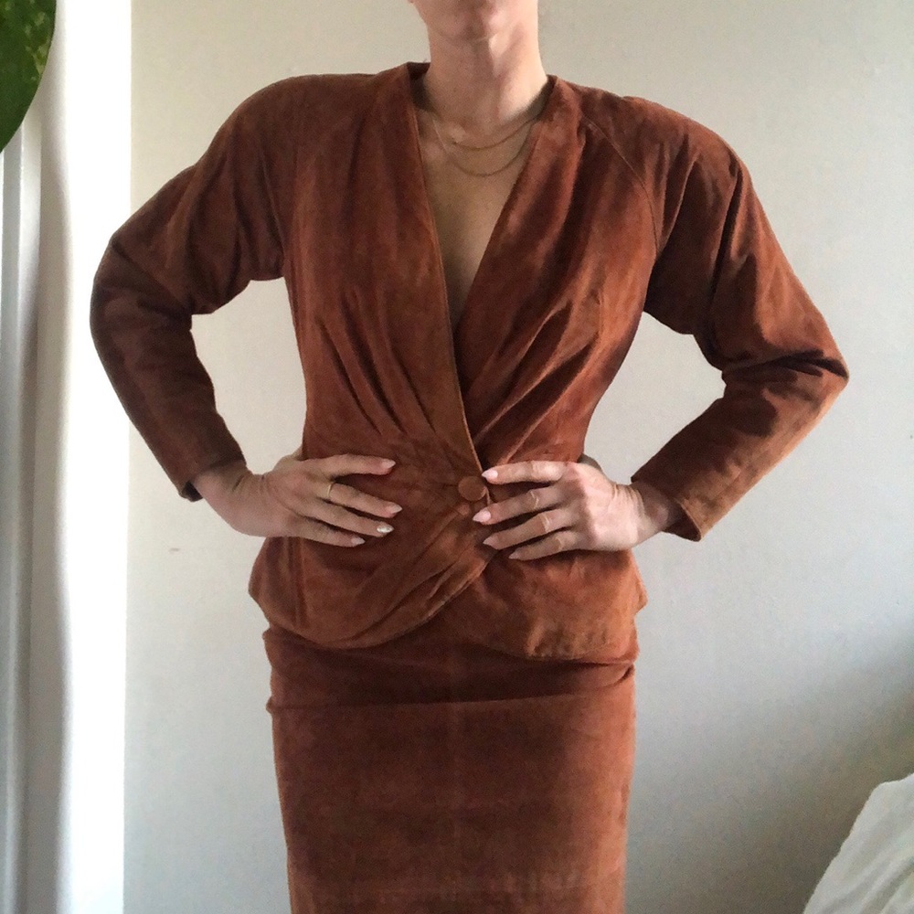 Vintage Suede Skirt and Blazer / Jacket